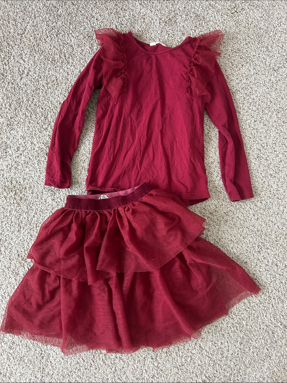 H&M Girls Maroon top and skirt